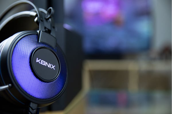 Konix 61881105272 kuulokkeet ja kuulokemikrofoni Langallinen Pääpanta Pelaaminen Musta, Sininen