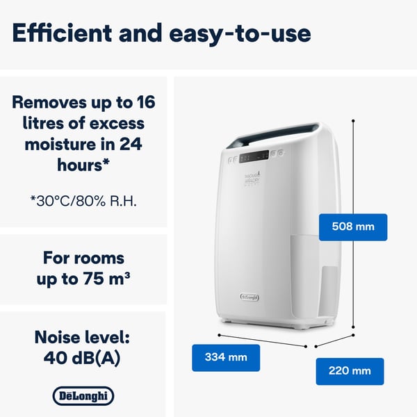 De’Longhi Tasciugo AriaDry Multi DEXD216RF 2,1 L 40 dB 285 W Valkoinen