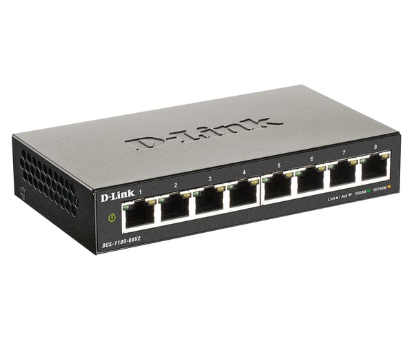 D-Link DGS-1100-08V2 hanterad L2 Gigabit Ethernet (10/100/1000) Svart