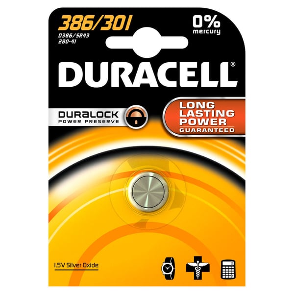 Duracell 301 Kertakäyttöinen akku SR43 Hopea-oksidi (S)