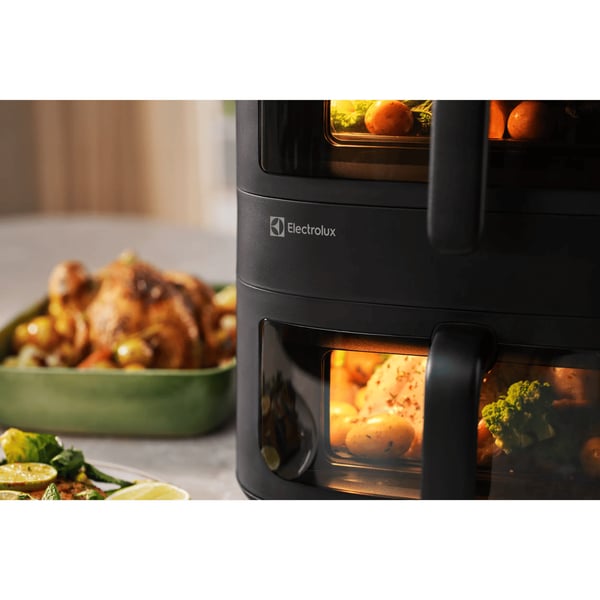 Electrolux EAFD11B Kaksois 11 L Erillinen 2700 W Kuumakiertoilmakypsennin Musta