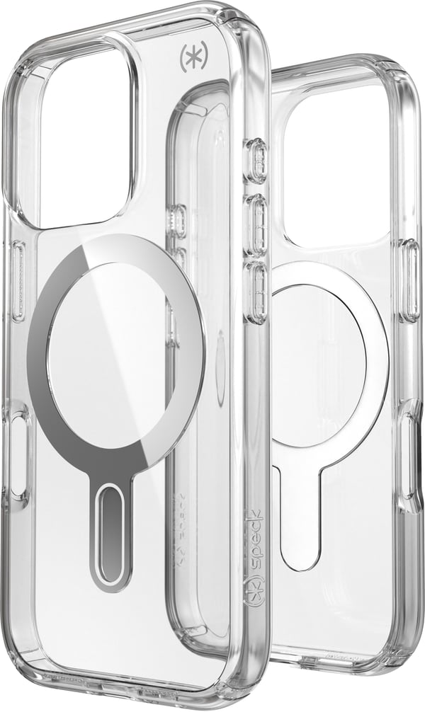 Speck Presidio Perfect-Clear ClickLock & MagSafe - Cover til iPhone 16 Pro (Klar / Kromfinish / Serene Sølv)