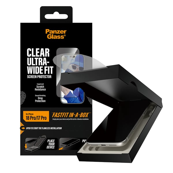 PanzerGlass ® Screen Protector iPhone 2026 Pro | 17 Pro | Ultra-Wide Fit w. FASTFIT IN-A-BOX Genomskinligt skärmskydd 1 styck