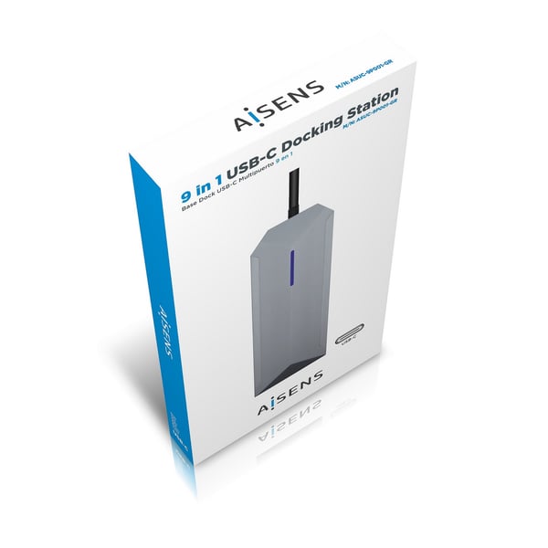 AISENS ASUC-9P001-GR dockingstation Ledningsført Thunderbolt 3 Grå