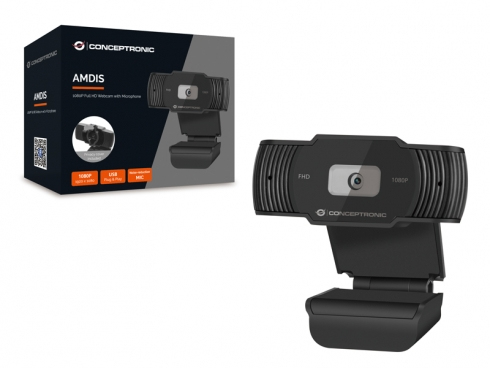 CONCEPTRONIC Webcam AMDIS 1080P Full HD -verkkokamera + mikrofoni (AMDIS04BNEUEVERSION)