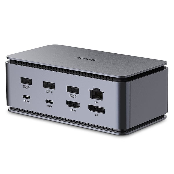 Lindy 43372 kannettavien tietokoneiden telakka ja porttitoistin Telakointi USB4 Antrasiitti