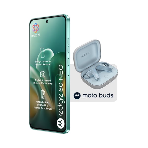 Motorola edge 60 neo + Moto Buds PG38C05749 16,1 cm (6.36") Kaksois-SIM Android 15 5G USB Type-C 8 GB 256 GB 5200 mAh Vihreä