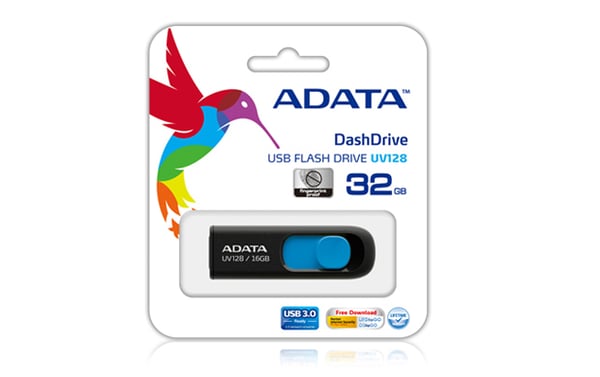 ADATA DashDrive UV128 128GB USB-nøgle USB Type-A 3.2 Gen 1 (3.1 Gen 1) Sort, Blå