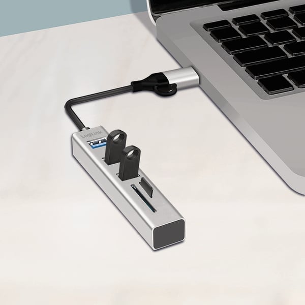 LogiLink UA0445 interface hub USB 3.2 Gen 1 (3.1 Gen 1) Type-A + Type-C 5000 Mbit/s Grå