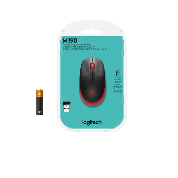 Logitech M190 - Mus - optisk - 3 knapper - trådløs - trådløs modtager (USB)