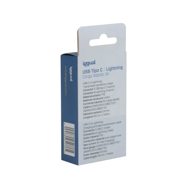 iggual IGG316955 Lightning-kaapeli 1 m Valkoinen