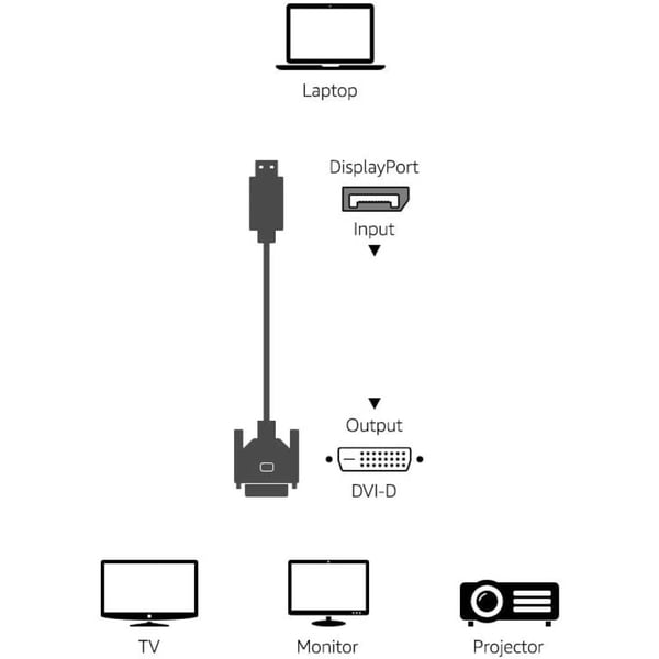 Techly ICOC DSP-C12-020P videokabel adapter 2 m DisplayPort DVI-D Sort