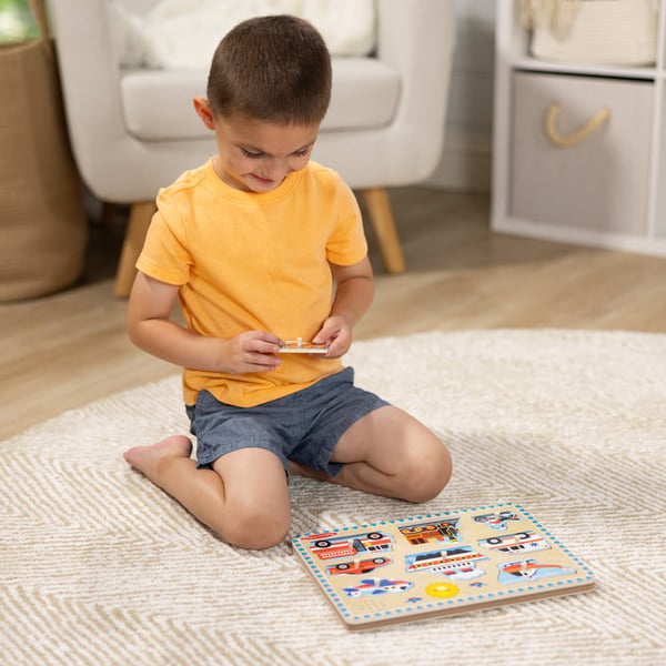 Melissa & Doug Vehicles Sound Puzzle Ramme puslespil 8 stk Køretøjer