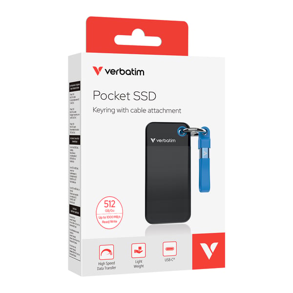 Verbatim Pocket SSD 512 GB USB Type-C 3.2 Gen 2 (3.1 Gen 2) Svart, Blå