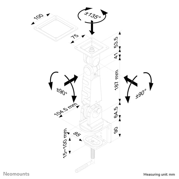 Neomounts FPMA-D400 skærmbeslag og -stativer 76,2 cm (30") Skrivebord Grå
