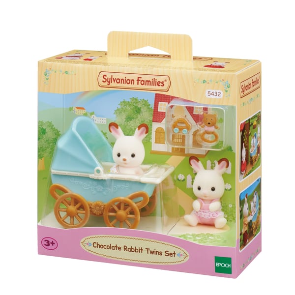Sylvanian Families Sæt med Chokoladekanin-tvillingerne (barnevogn)