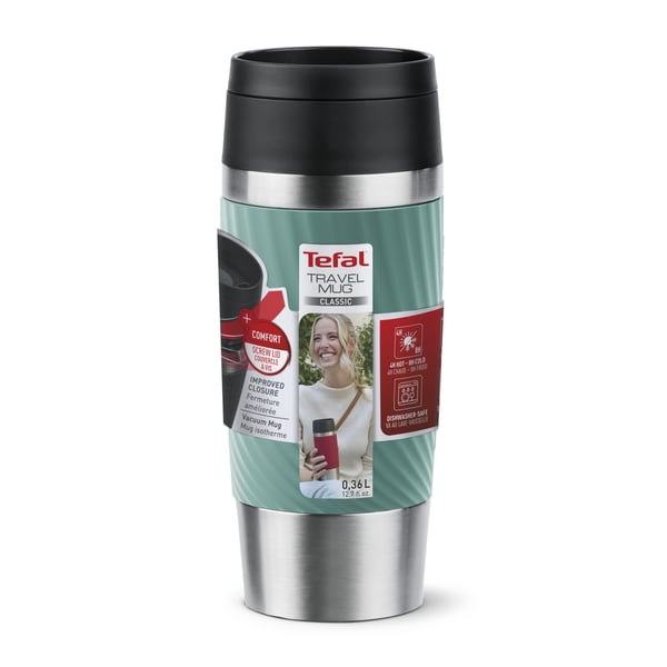Tefal Travel Mug Classic N2024310 matkamuki 360 ml Musta, Sininen, Ruostumaton teräs Ruostumaton teräs