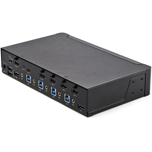 StarTech.com 4-ports HDMI KVM-switch - En skärm 4K 60 Hz Ultra HD HDR - Desktop HDMI 2.0 KVM-switch med 2 portar USB 3.0-hubb (5 Gbit/s) och 4x USB 2.0 HID, ljud - Snabbtangenter för omkoppling - TAA