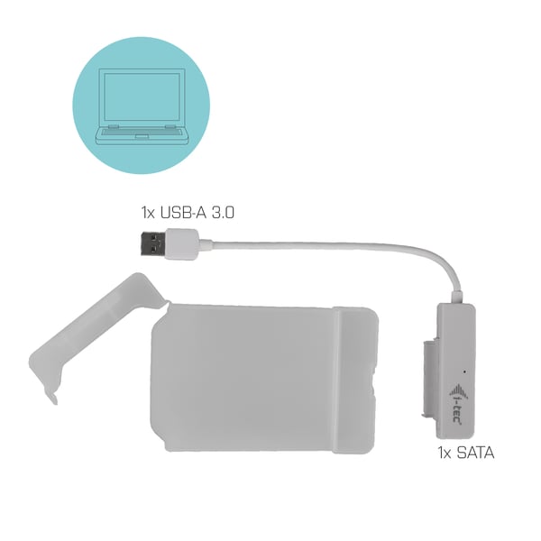 I-TEC USB 3.0 Advance MySafe Easy-kabinett 6,4cm 2,5\" Hårddiskkabinett för SATA HDD-hårddiskar, integrerad kabel, vit (MYSAFEU314)
