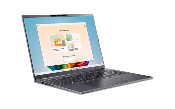 Acer Aspire 16 AI NX.JLNEG.00A laptop Copilot+ PC Snapdragon X1-26-100 40,6 cm (16") WUXGA 32 GB LPDDR5x-SDRAM 1 TB SSD Wi-Fi 7 (802.11be) Windows 11 Home Tysk Grå