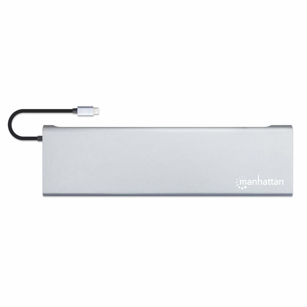 Manhattan 130578 kannettavien tietokoneiden telakka ja porttitoistin Langallinen USB 3.2 Gen 1 (3.1 Gen 1) Type-C Alumiini