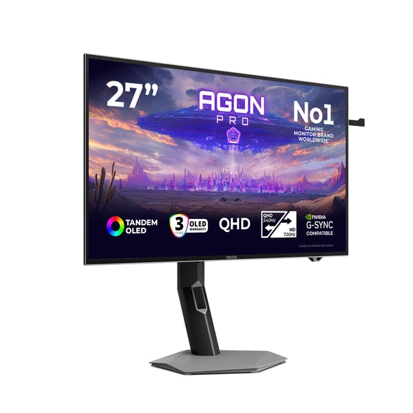 AOC AGON PRO AGP277QKDC platta pc-skärmar 67,3 cm (26.5") 2560 x 1440 pixlar Quad HD OLED Grå