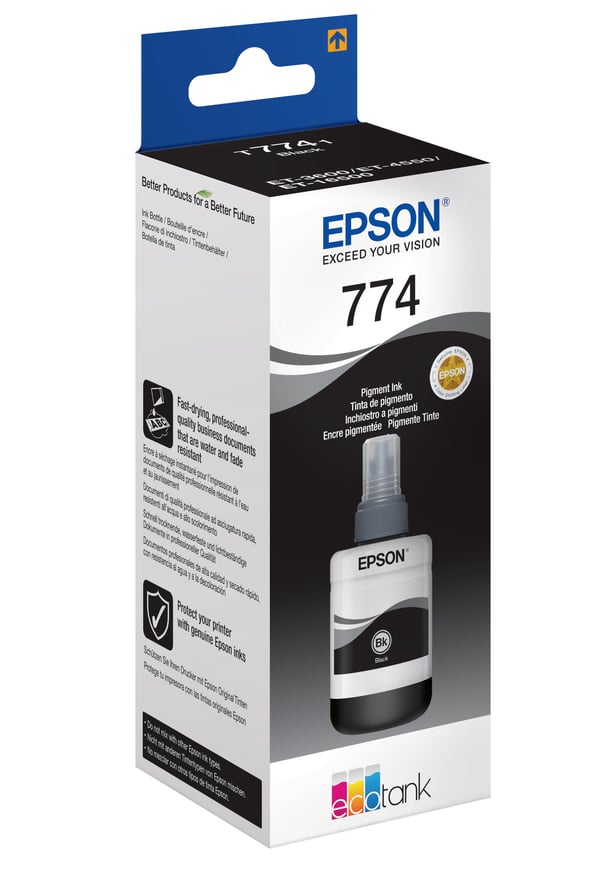 Epson 774 EcoTank -mustepullo, musta pigmenttimuste