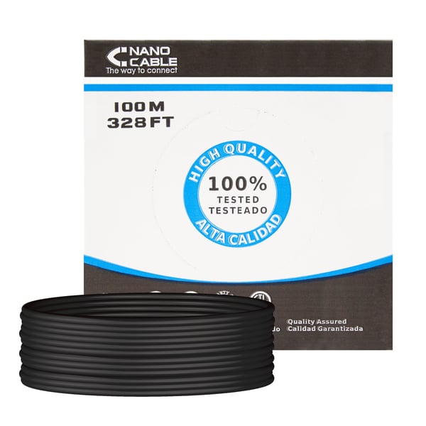 Nanocable 10.20.0502-EXT-BK nätverkskablar Svart 100 m Cat6 U/UTP (UTP)
