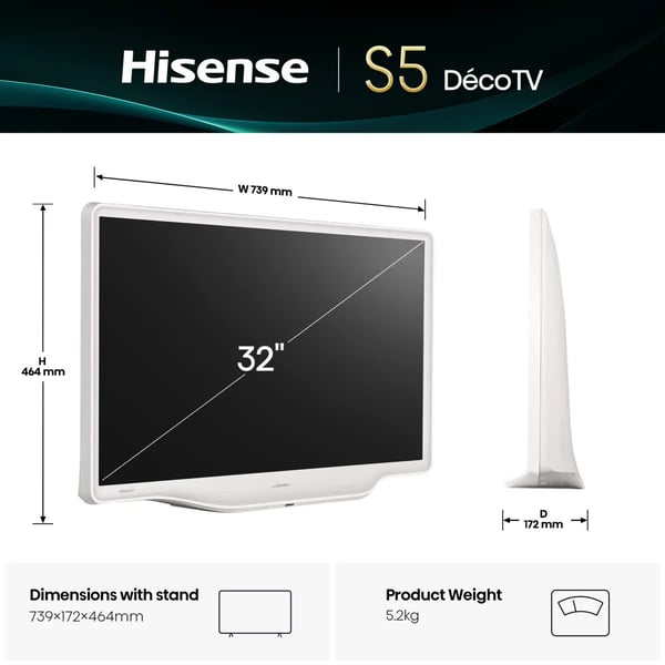Hisense 32S5Q 81,3 cm (32") Fuld HD Smart TV Wi-Fi Hvid
