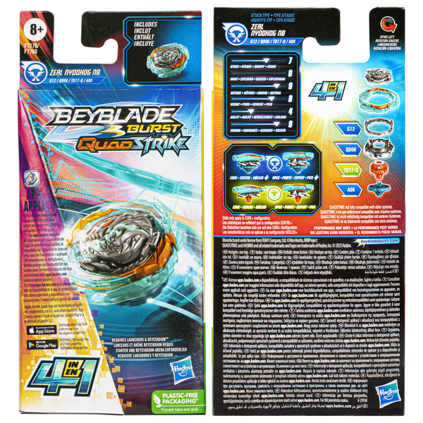 Beyblade Burst QuadStrike F7760EU6 aktivitetsleksak och skicklighetsspel Battle-snurrleksak