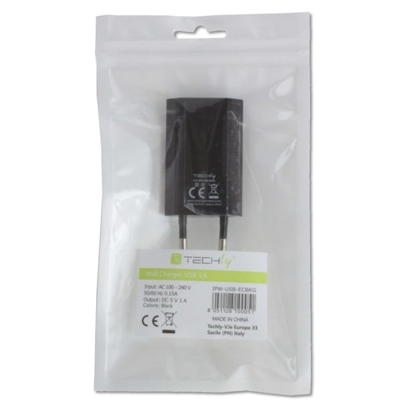 Techly IPW-USB-ECBKG oplader til mobil enhed GPS, MP3, Mobiltelefon, PDA, Smartphone Sort Vekselstrøm Indendørs