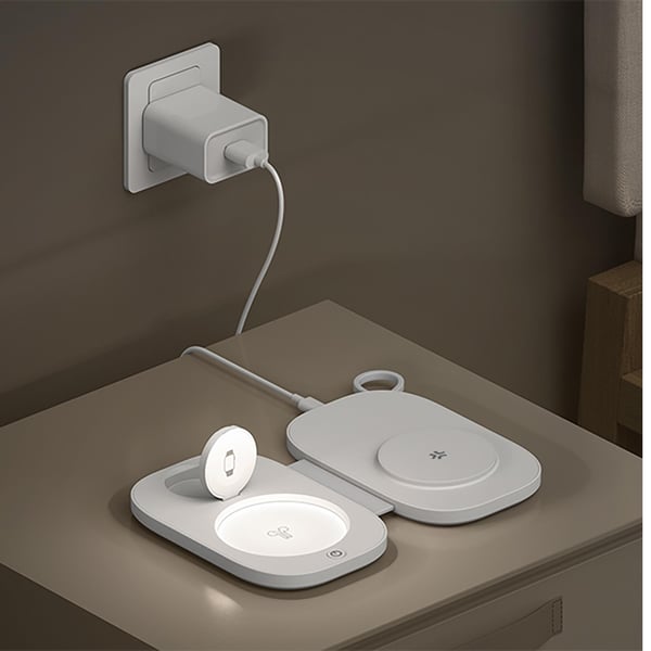 Celly MAGPOCKET3IN1WH oplader til mobil enhed Hovedtelefoner, Smartphone, SmartWatch Hvid USB Trådløs opladning Hurtig opladning Indendørs