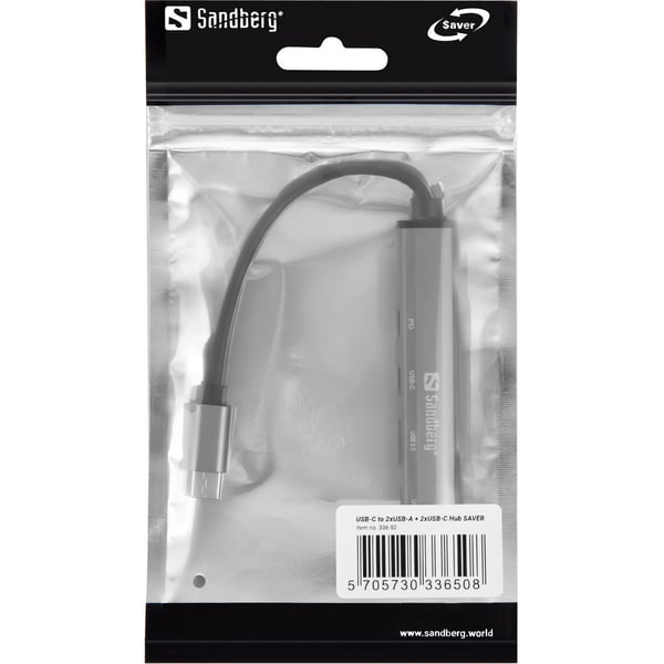 Sandberg 336-50 gränssnittshubbar USB Type-C 5000 Mbit/s Grå