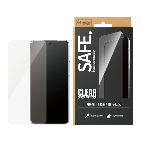 PanzerGlass SAFE. by ® Skærmbeskyttelse Xiaomi Redmi Note 15 4G | 5G | Ultra-Wide Fit