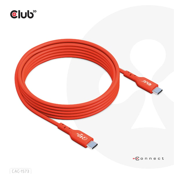 CLUB3D CAC-1573 USB-kaapeli USB 2.0 2 m USB C 0,48 Gbit/s 240 W Punainen