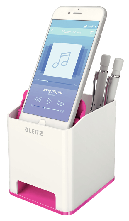 Leitz WOW Pennkopp med Ljudförstärkande Mobilhållare