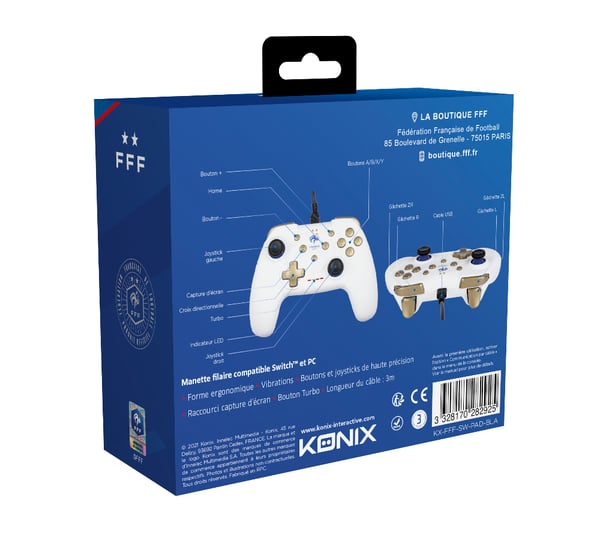 Konix KX FFF SWITCH/PC PAD WHITE Guld, Hvid USB Gamepad Analog/digital Nintendo Switch, PC