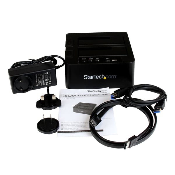 StarTech.com SDOCK2U33RE levyjen monistuslaite HDD-/SSD-monistaja Musta 1 kopiot