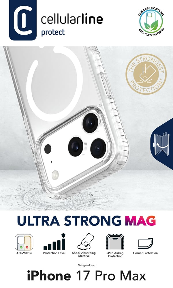 Cellularline TETRAMAG2IPH17PRMT matkapuhelimen suojakotelo 17,5 cm (6.9") Suojus Läpinäkyvä