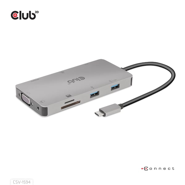 CLUB3D CSV-1594 dockingstation USB 3.2 Gen 1 (3.1 Gen 1) Type-C Sort, Grå
