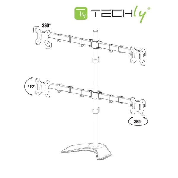 Techly ICA-LCD 2540 monitorin kiinnike ja jalusta 68,6 cm (27") Vastaanotto Musta