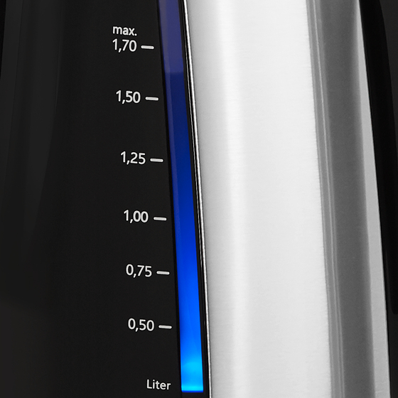Melitta Look Aqua elkedel 1,7 L 2400 W Sort, Rustfrit stål