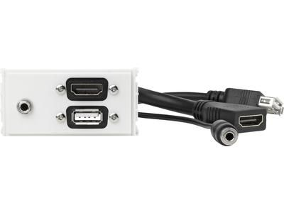 Vivolink WI221281 eluttag HDMI + USB A + 3.5mm Vit
