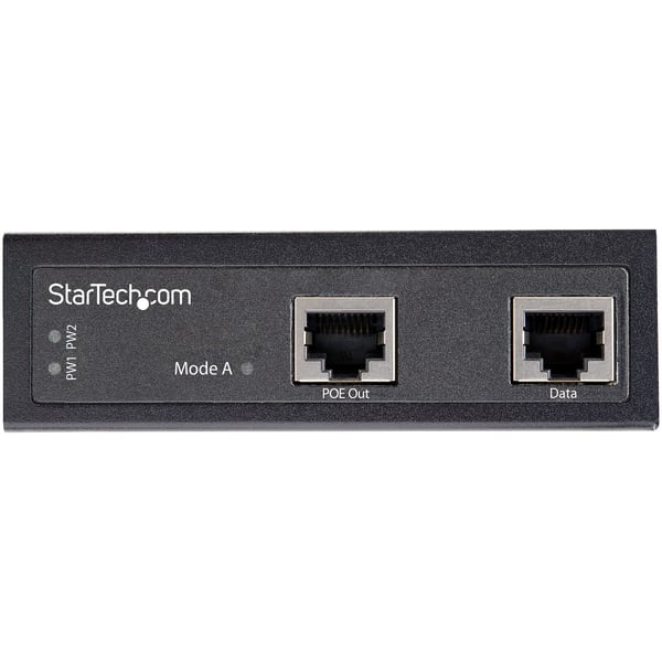 StarTech.com Industriell Gigabit Ethernet PoE-injektor - 30 W 802.3at PoE + Midspan 48 V-56 VDC DIN-skena