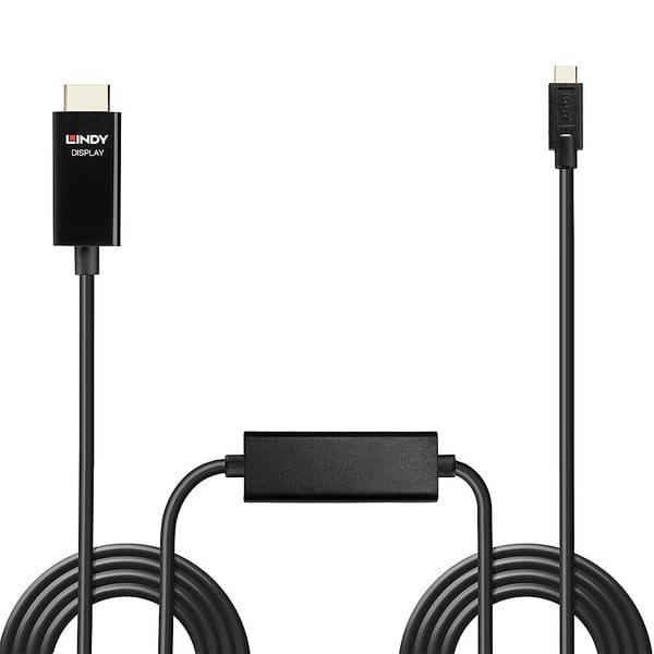 Lindy Adapterkabel - USB-C hane till HDMI hane - 5 m - skärmad - Svart - rund, aktiv C
