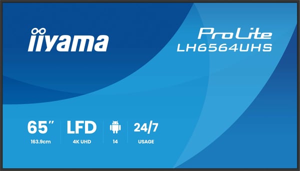 iiyama LH6564UHS-B1AG skilte display Digital fladpaneldisplay 165,1 cm (65") Wi-Fi 500 cd/m² 4K Ultra HD Sort Indbygget processer Android 24/7