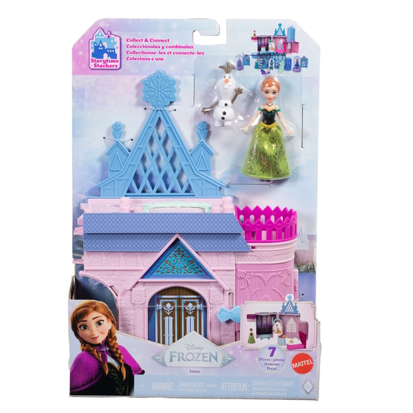 Disney Frozen Storytime Stackers -lelupakkaus , Annan Arendellen linna -nukkekoti ja pieni nukke