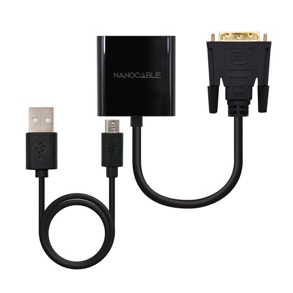 Nanocable 10.16.2008-BK videokabel adapter 0,1 m Sort