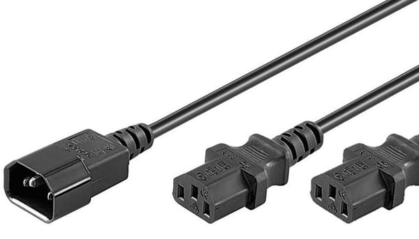 Microconnect PE061312 el-ledning Sort 1,2 m C14 forbinder 2 x C13 forbinder