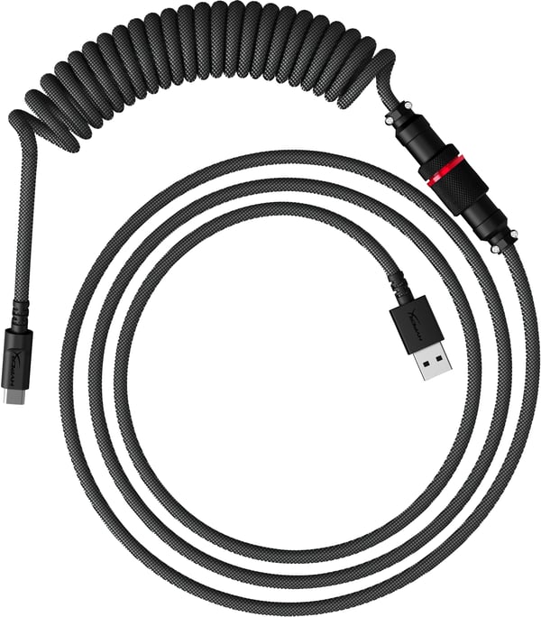 HyperX USB-C – spiralformad kabel – grå-svart